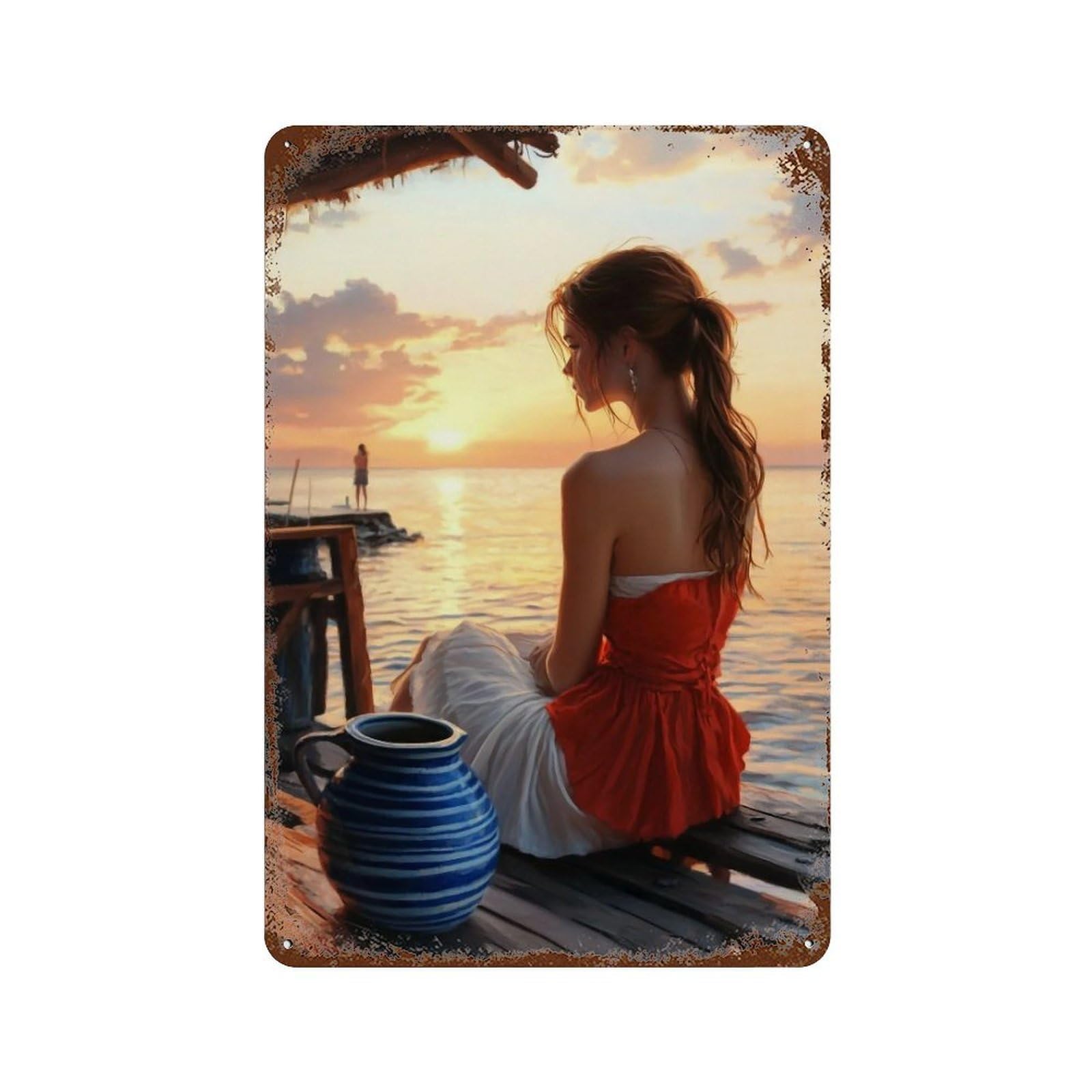 HDURYEYRYY Sunset Watcher by Sea Cabin 04 Wall Retro Iron Vintage Art Metal Tin Sign Poster Modern Home Cofffee Club Art Bar Shop Decor 30x20cm
