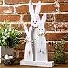 Easter decorations 3pcs rustic easter bunny table signs with pink noses and ears happy hippity hop wooden signs easter decor farmhouse tiered tray decor easter decor for the home office  urban country home decor