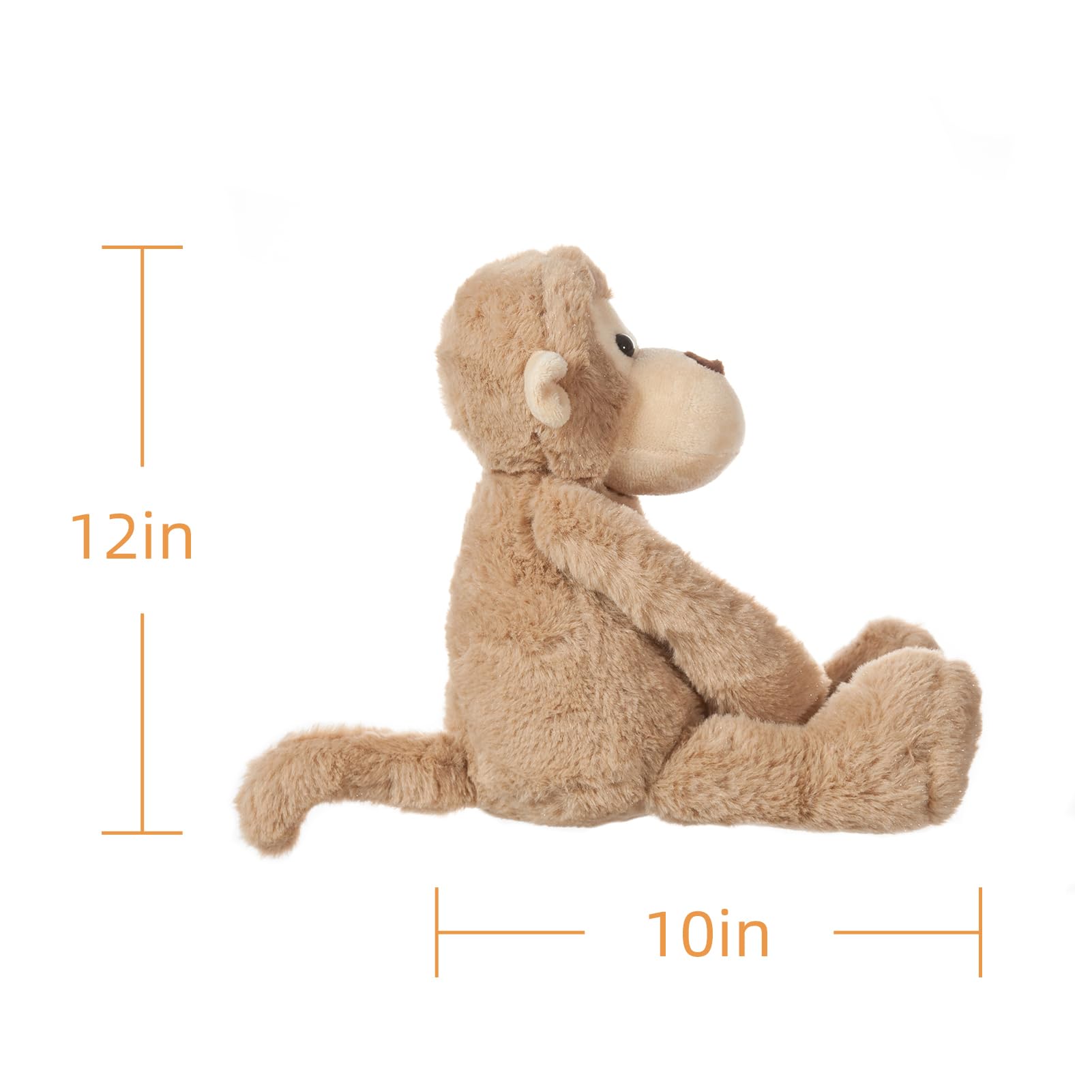 Apricot Lamb Peluche en velours grenouille douce parfaite pour les enfants (singe marron clair, 30 cm)