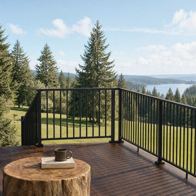 Image of Complete 36 in. H x 6 ft W 6063 Aluminum Deck Railing Extension Kit | 1 Panel, 1 Post, Add‑On Kit for Complete Level Railing System,Corner Decking, Length Cuttable Easy DIY, Modular