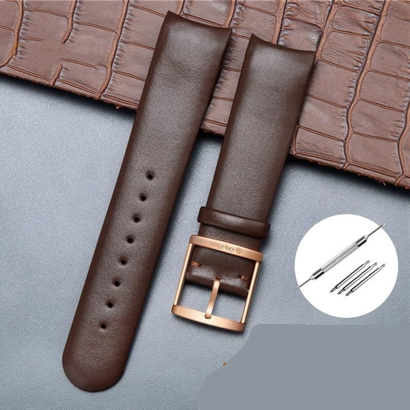 Bracelet de montre en cuir pour CK K22211 marron à interface incurvée - 2