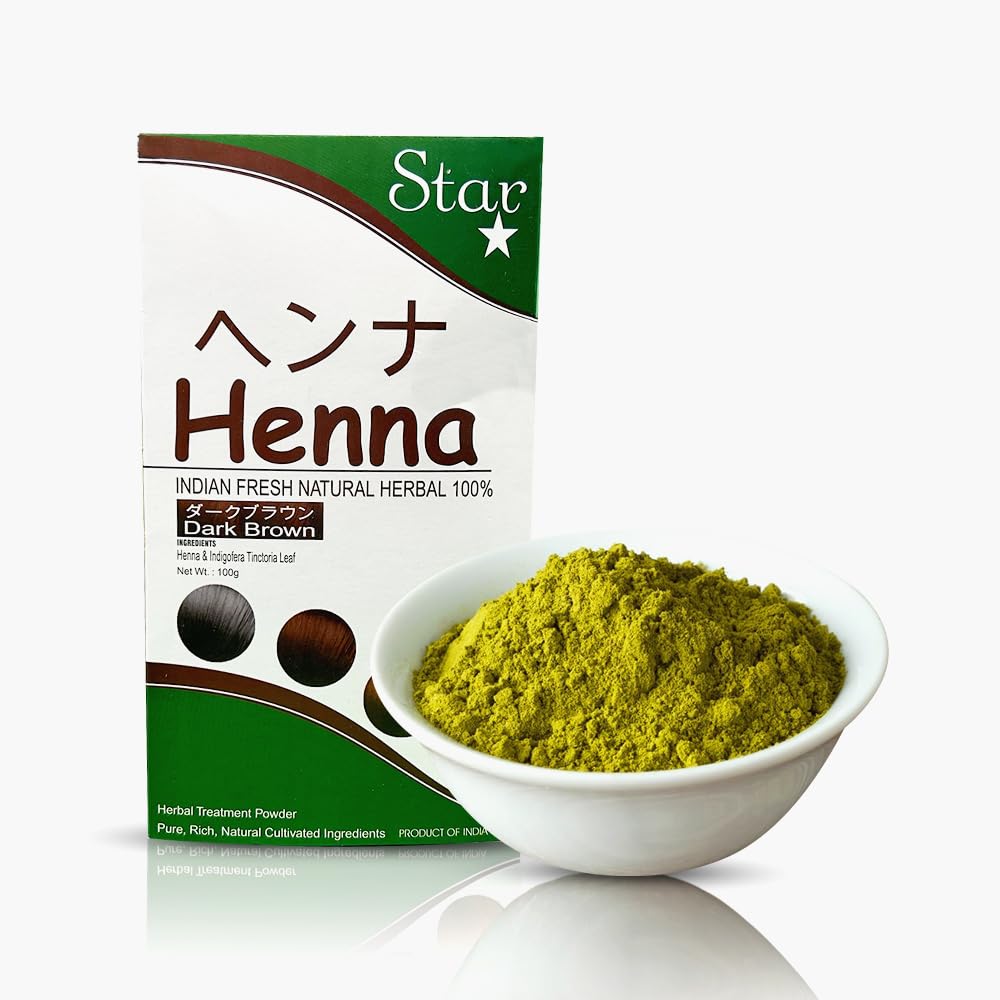RKS Natural Star Fresh Herbal Henna Powder Mix with Aloe Vera and Indigo Powder | Japenese Beauty & Japanese Herbal Formulation Henna Mix | Dark Brown Henna Powder - 100g-image-35