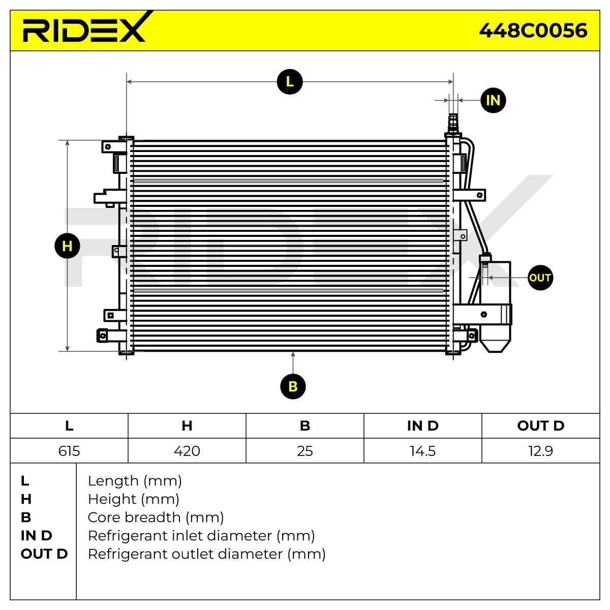 RIDEX 448C0056 Condensador aire acondicionado sin secador Compatible con VW Polo IV Hatchback 9N, 9A