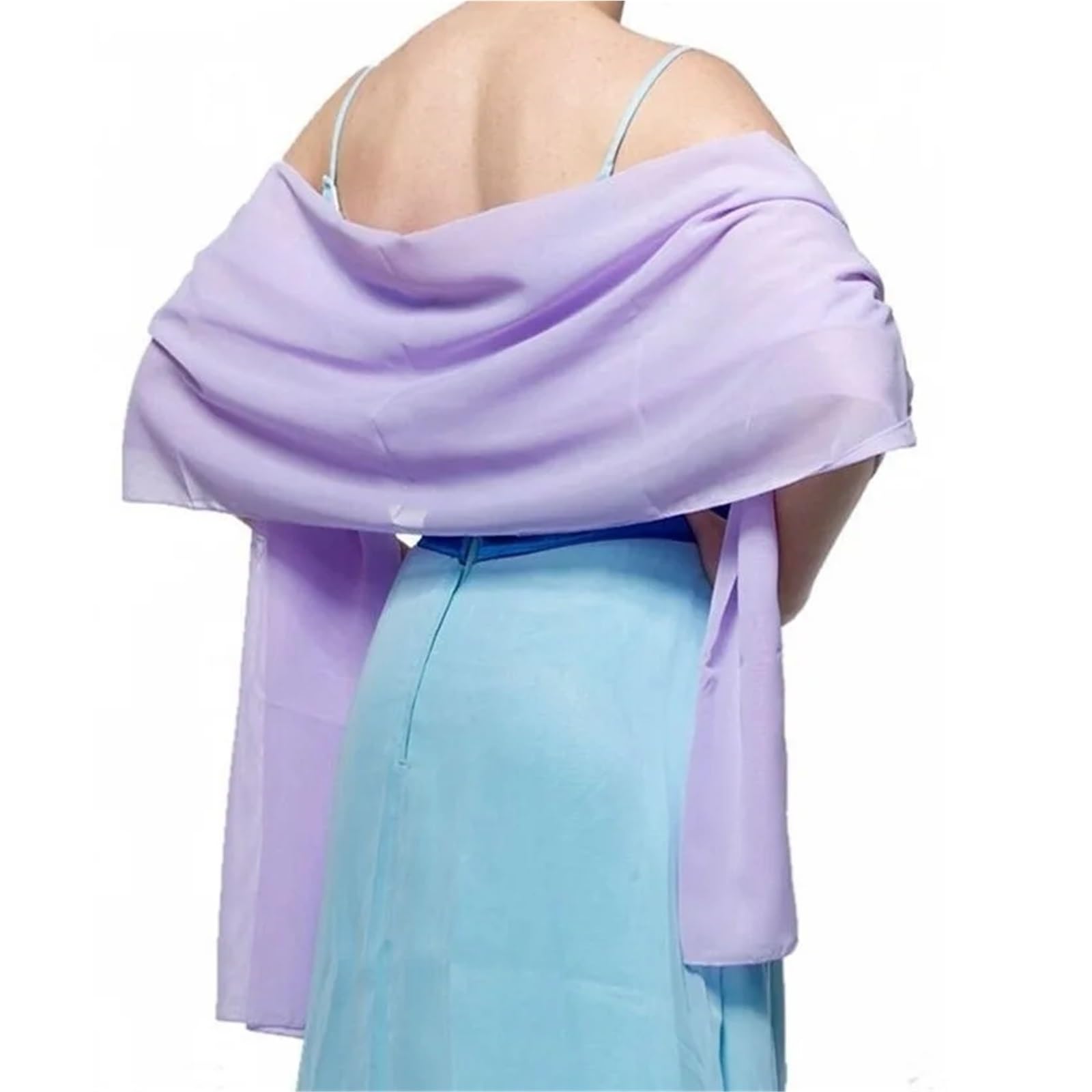 HEUchuan Wedding Dress Shawl Solid Chiffon Wedding Bridal Shawl Wrap Cape Bolero Scarf Cloak Women Accessories(Silver)