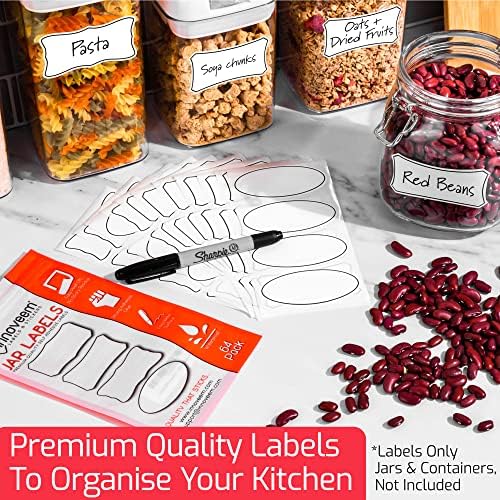 64 Waterproof Labels for Jars  8 x 4cm Premium Quality Jar Labels Self Adhesive, Removable Adhesive Labels Stickers for Jars, Jam Jar Labels, Chutney Labels, Bottle Labels & More by Innoveem