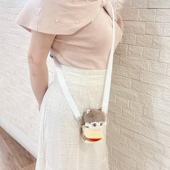 おすわり ぬい服 ショルダー チェック 13cm ③白 肩掛け リボン うさみみ】ぬいぐるみコスチューム(ショルダーチェーン&バッグ