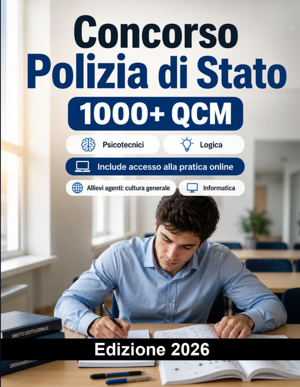Concorso Polizia di Stato 2026: Allievi agenti: cultura generale, logica, inglese, educazione civica, informatica, psicotecnici e prove fisiche
