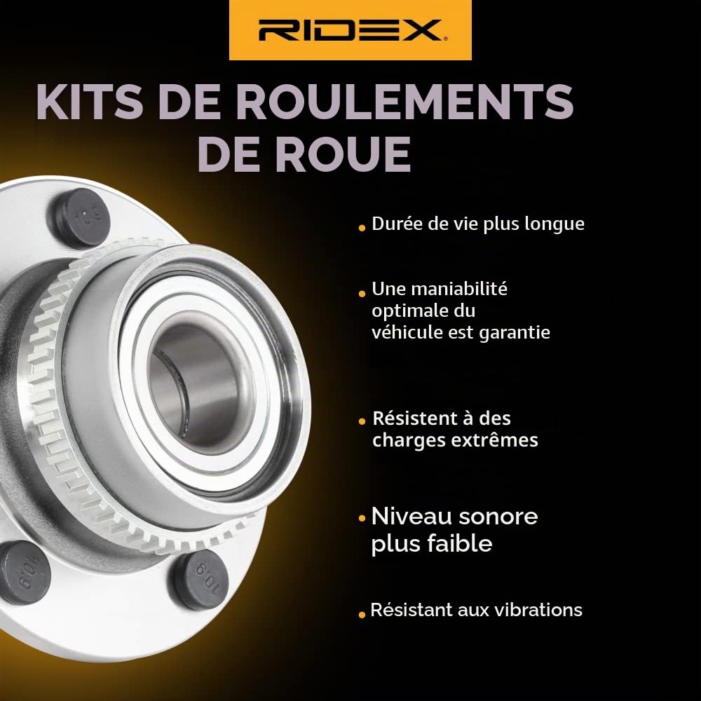RIDEX 654W0009 Kit de roulement de roue des deux côtés de l'Avant avec bague magnétique intégré avec vis/boulons Compatible avec VW Golf 7 3/5 portes 5G1, BQ1, BE1, BE2