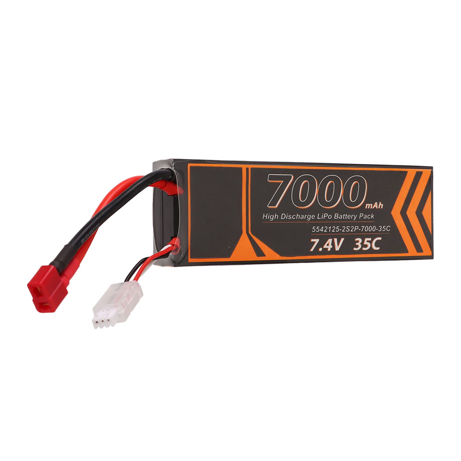 Batería Lipo 7000mAh 7,4V 2S2P 35C para RC Coche Helicóptero Drone Alta Tasa de Descarga Forma T Enchufe Rojo Potencia de Tiempo de Ejecución