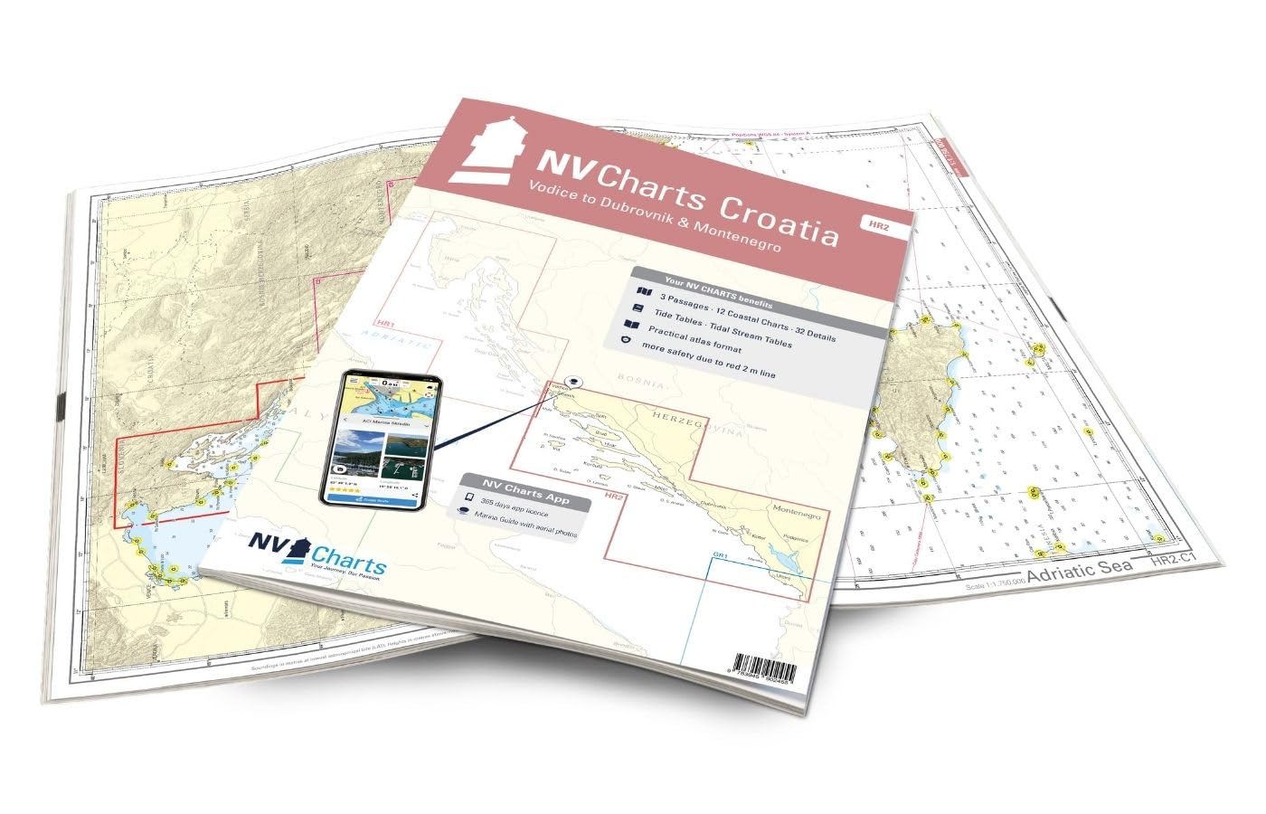 NV Atlas Croatia HR 2 mit App Lizenz- Seekarte Kroatien - Vodice to Dubrovnik & Montenegro