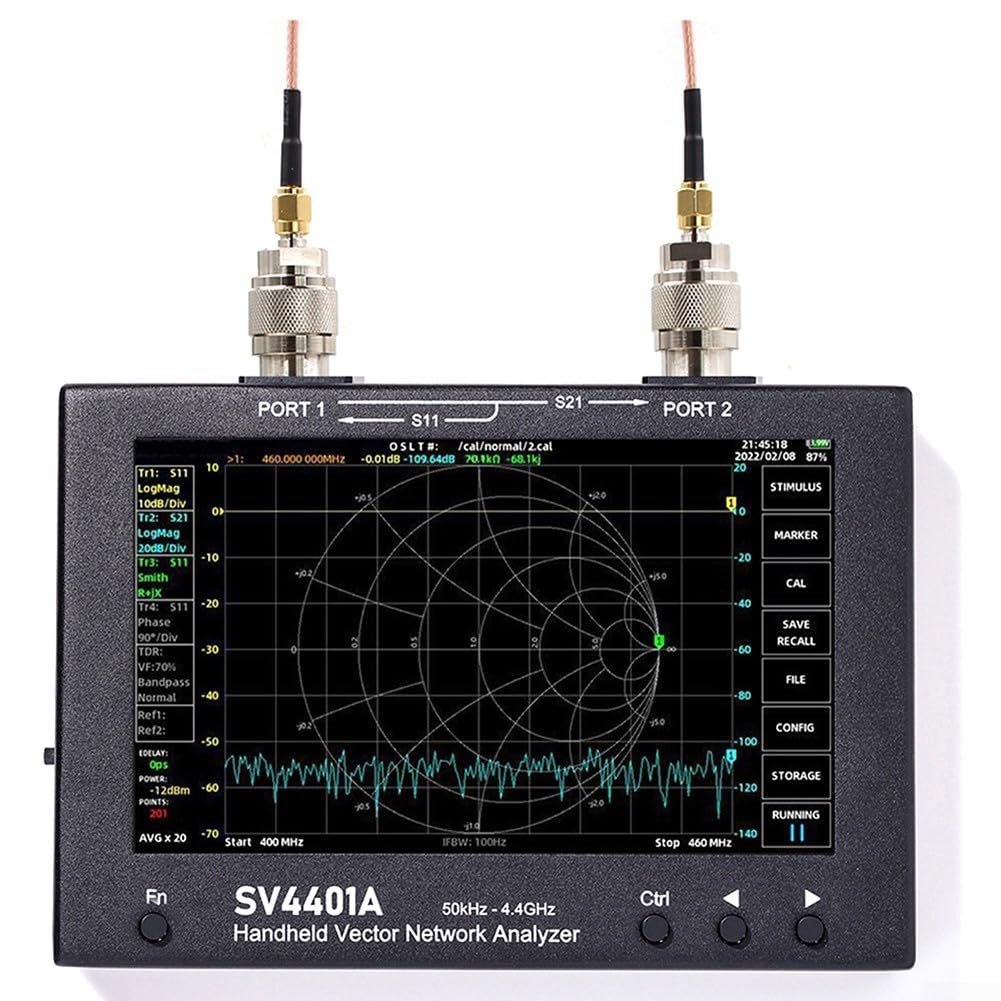 Tragbarer VNA-Handanalysator, 50 kHz bis 4,4 GHz, SV4401A, 17,8 cm LCD-Bildschirm, 100 dB, dynamisches RF-Testmodul für Tuning