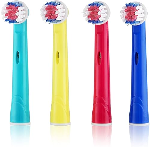 Cabezales de cepillo para niños compatibles con cepillo de dientes Oral-B, colores rojo, azul, amarillo y verde azulado, niños a partir de 3 años,