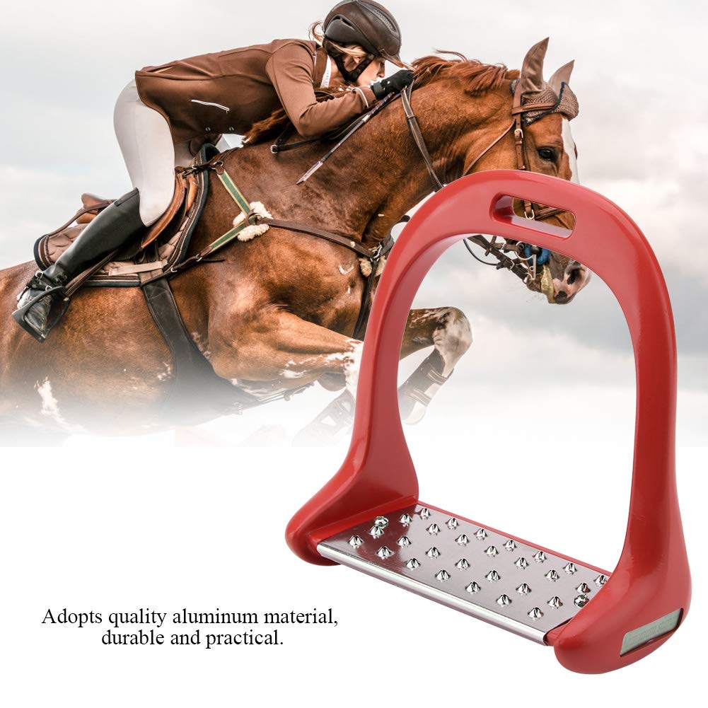 Estribo para Montar a Caballo, Almohadilla Antideslizante de Acero Inoxidable, sillín de Aluminio Ecuestre con Pintura (Rojo)