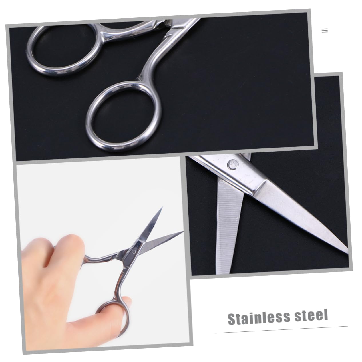 Forbici per Sopracciglia in Acciaio Inox 6 Pezzi Argento | Piccole Forbici Portatili, per Peli del Viso e Barba, Uso Domestico E'aperto