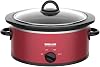 Better Chef - Oval Slow Cooker | 3 Quart | 3 Quart | 3 Temperatures | Side Handles | Glass Lid | Glazed Stoneware Insert Red