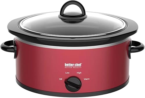 Miniatura 3 de Better Chef Olla de cocción lenta ovalada  3 cuartos  Ajustes de 3 temperaturas  Asas laterales  Tapa de vidrio  Inserto de gres esmaltado acero