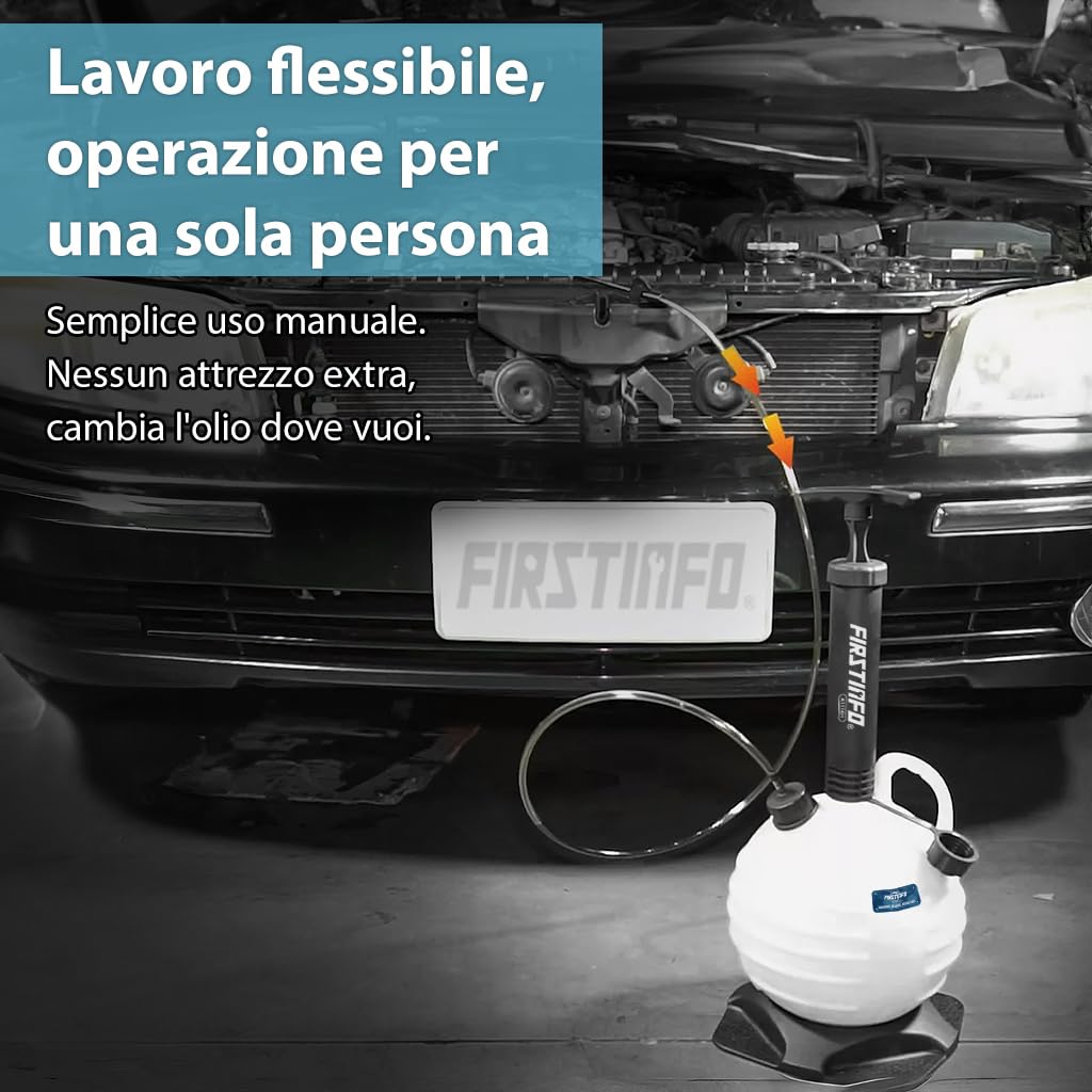 FIRSTINFO A1116H | 6L | Manuale | Pompa estrattore liquidi olio | Pompa aspirazione olio | per auto, moto, motori