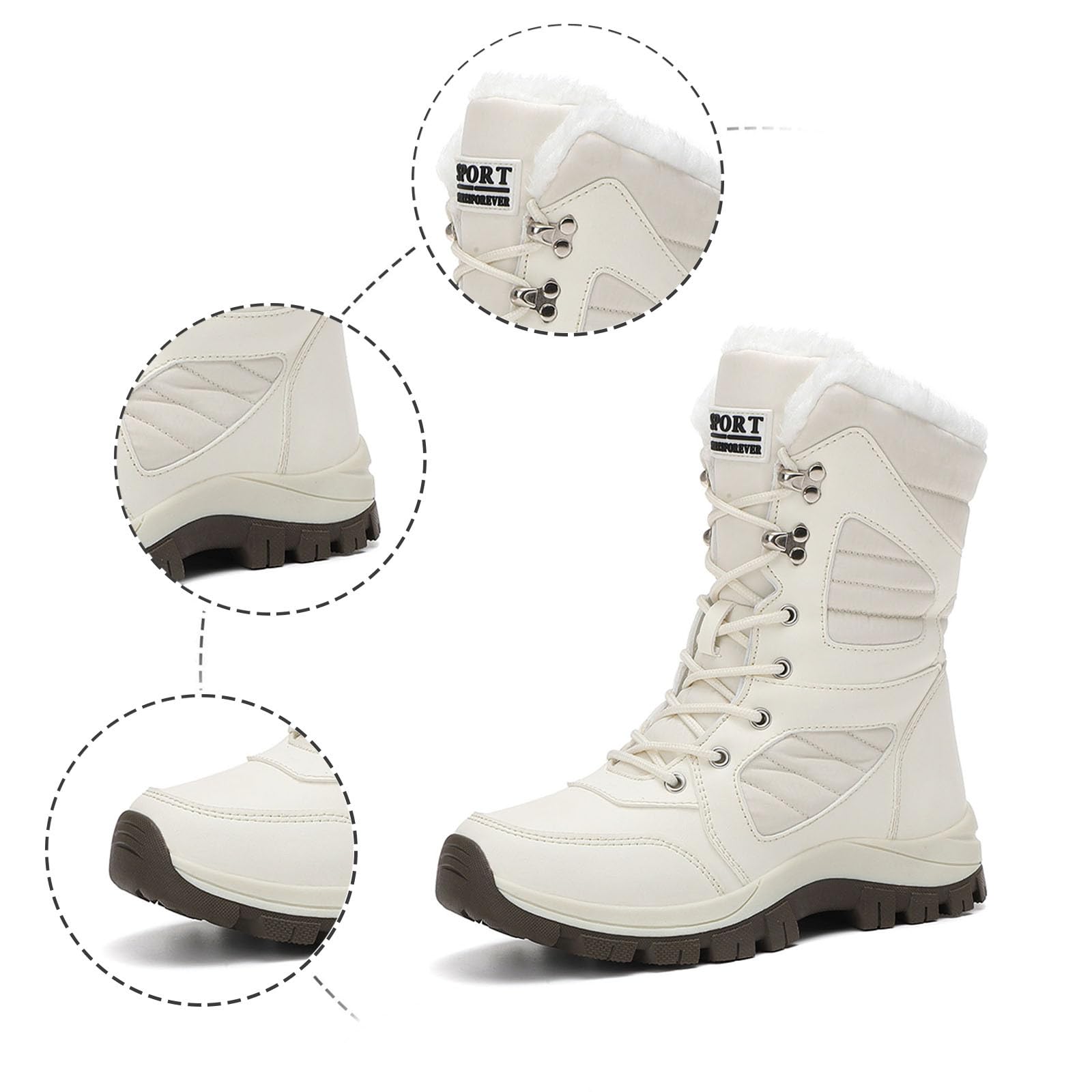 Schneestiefel Damen Trekkingschuhe Winterstiefel Gefüttert Schneeschuhe Winterschuhe Wasserdicht Snow Boots