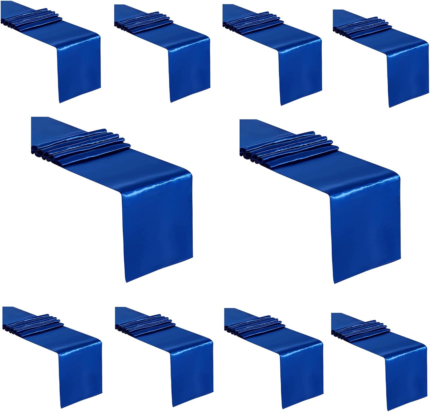 10Pack Blue Satin Table Runners 12 X 108 Long Bright and