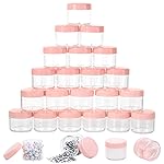 100 Count 20g Sample Containers with LidsRefillable Cosmetic Containers Small Plastic Jars Lip Scrub Container - Pink