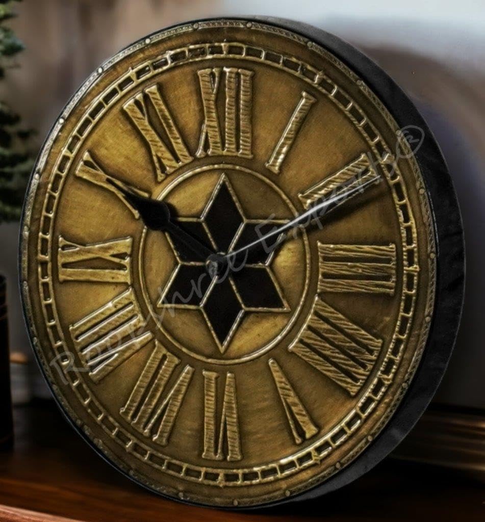 Vintage Wooden Brass Inlay Wall Clock - Handcrafted Art -10