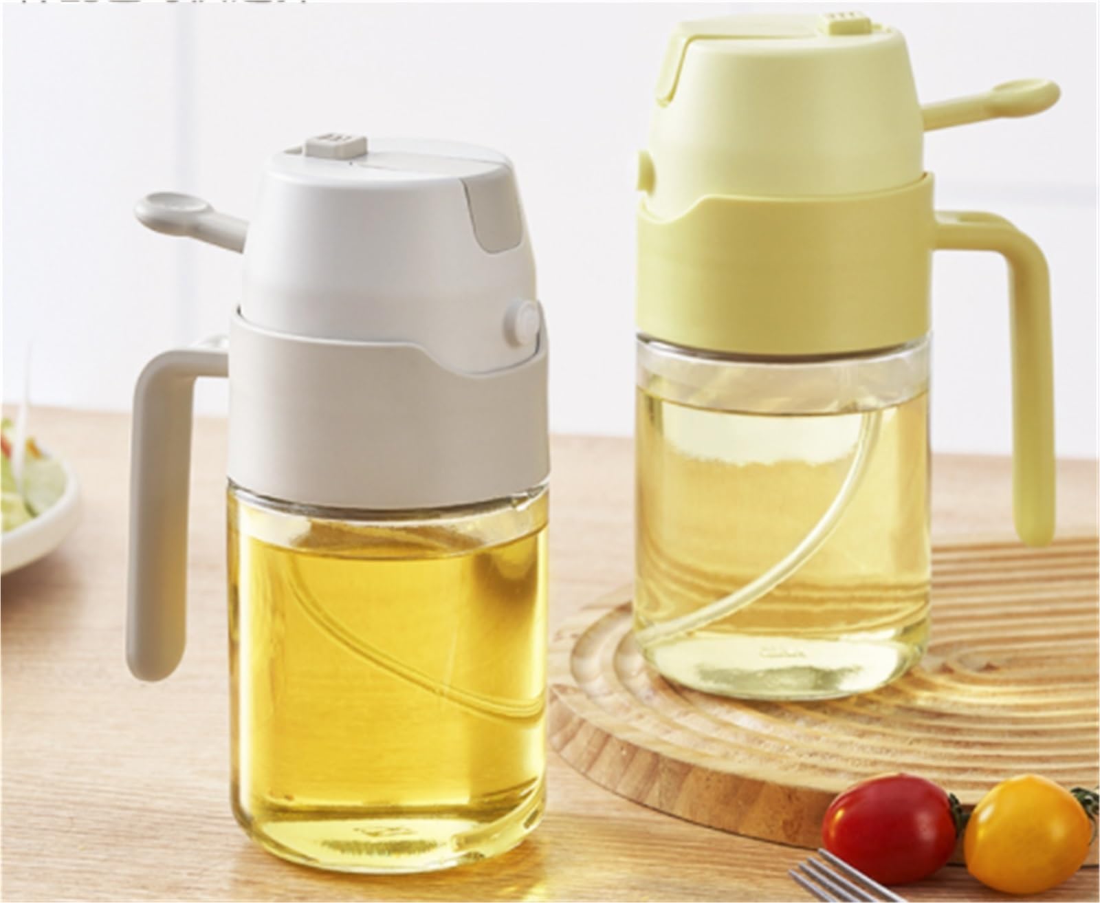 Butelka Oliwę 2 Szt. W 1 Dozownik Oliwy Z Oliwek Do Gotowania Sałatki Air Fryerze Dozownik Oleju Kuchennego(White,550ml)
