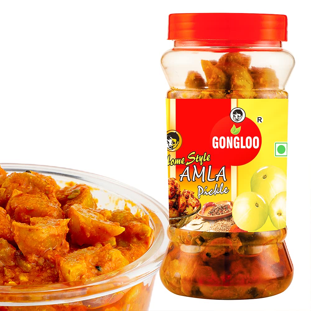 GONGLOO Homemade Amla Pickle | Ready to Eat Amla Achar | High in Vitamin C & Fibre | Hygienically Packed | Rich in Antioxidants | High Nutritional Value | 400 GM