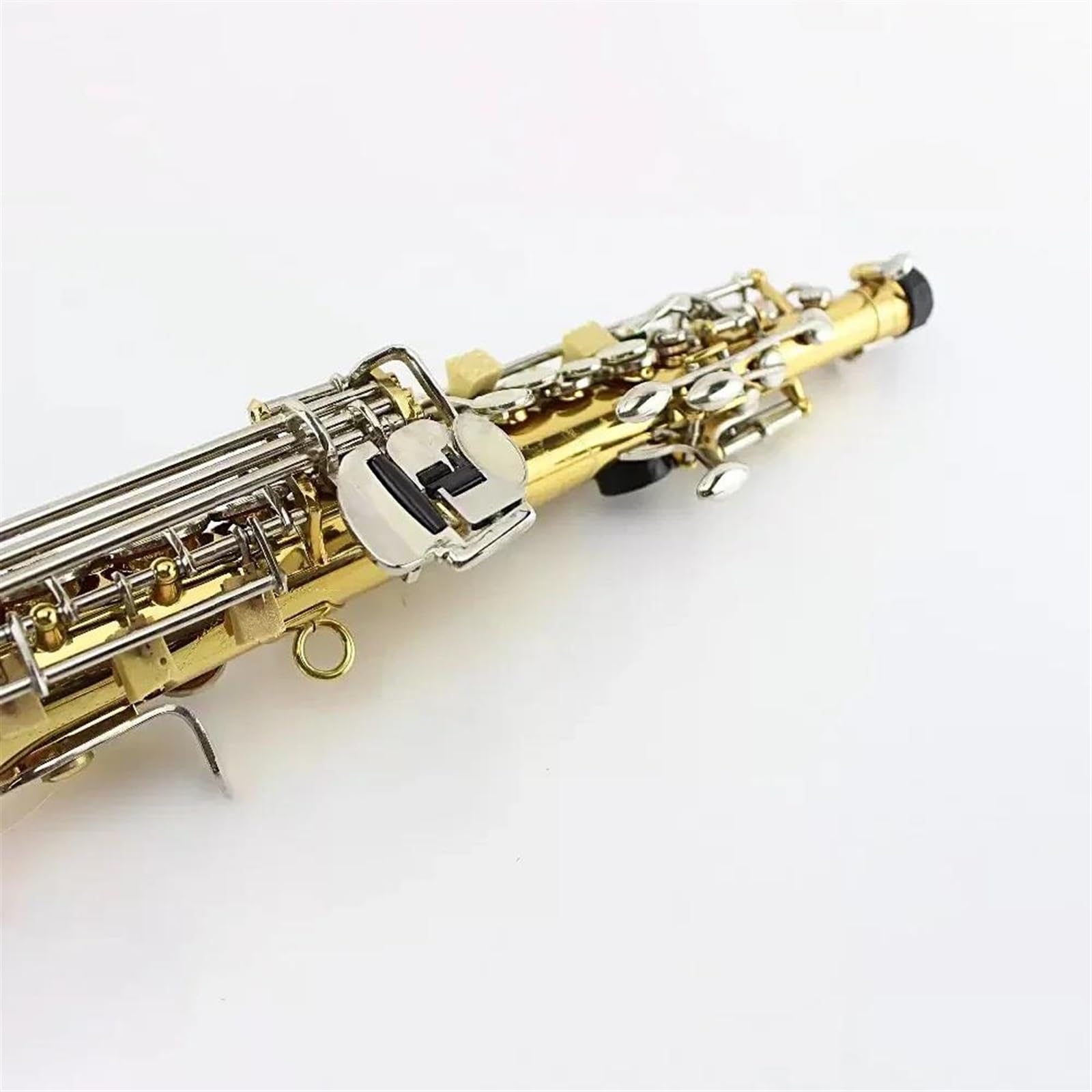 Saksofon Saksofon Sopranowy Bb, Pozłacana Powierzchnia, Srebrny Guzik, Japoński Instrument Rzemieślniczy, Profesjonalny Saksofon Sopranowy (Color : Ordinary bag)