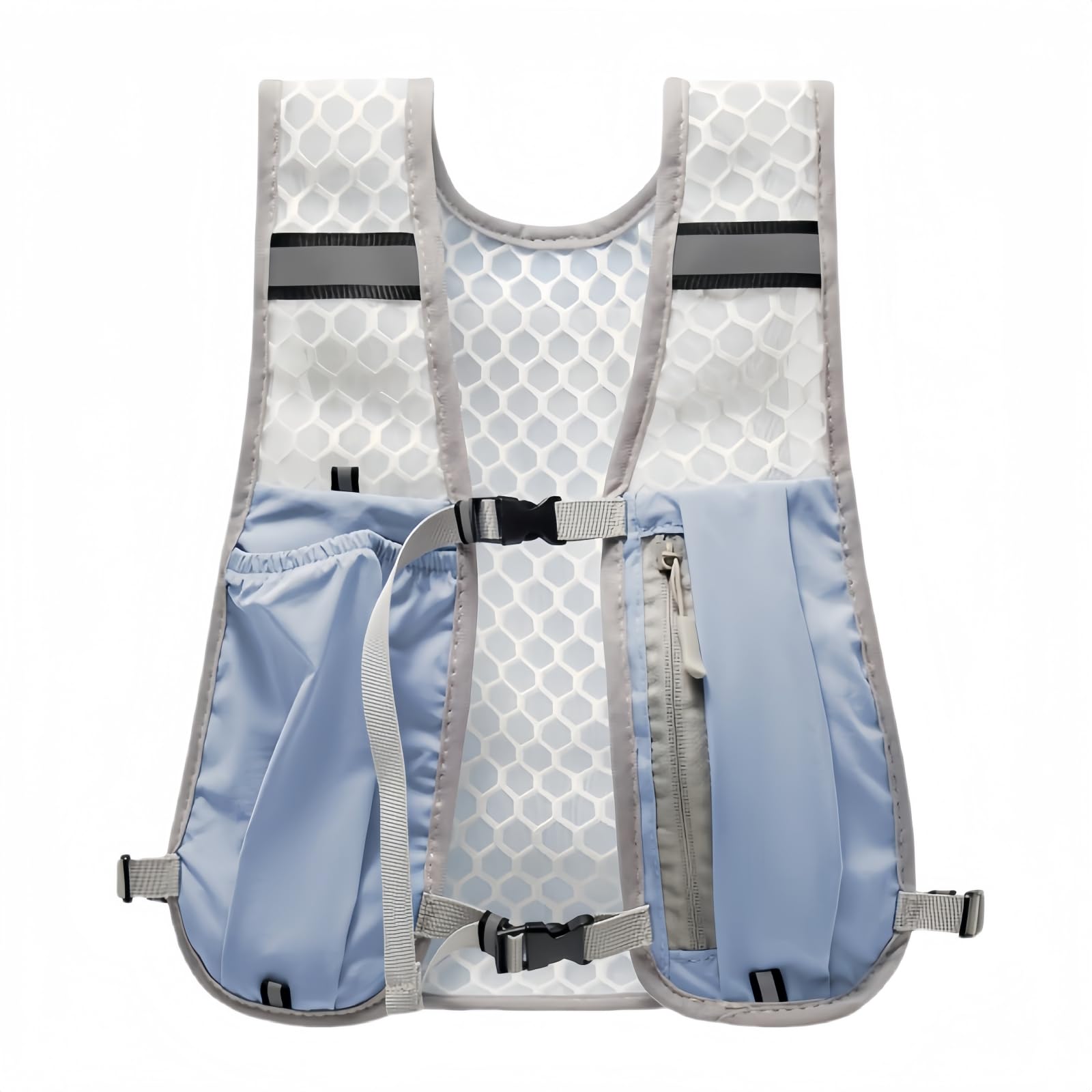 JMFahrrad Lightweight Hydration Running Vest Backpack with Multi-Pocket Design with Water Bladder Compartment for Running Hiking Cycling Climbing Outdoor Activities (Blue, Standard)