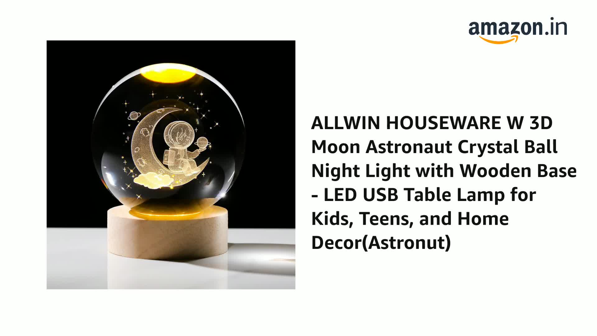 Buy ALLWIN HOUSEWARE W 3D Moon Astronaut Crystal Ball Night Light