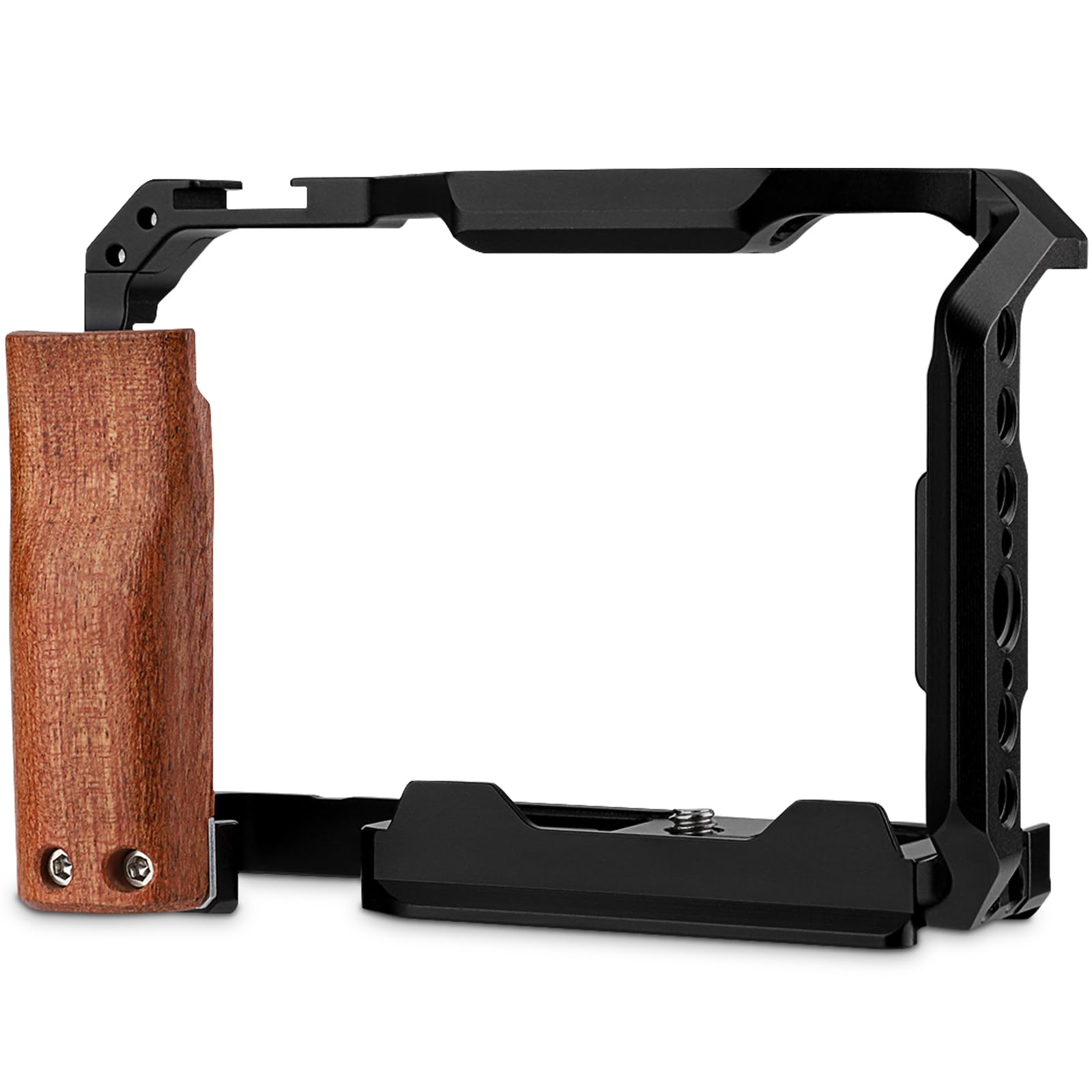 Leftfoto ZV-E10 II Cage métallique améliorée pour appareil photo Sony Alpha ZV-E10 II avec poignée ergonomique en bois intégrée, plaque à dégagement rapide pour Arca pour prise de vue vidéo Vlog