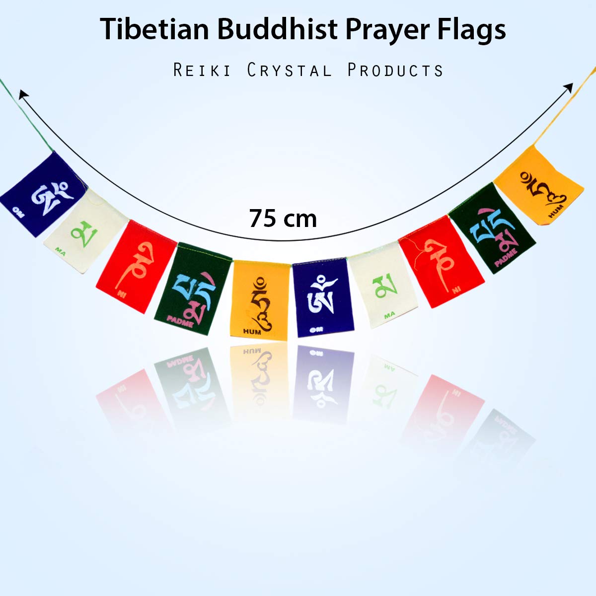 Reiki Crystal Products Tibetian Buddhist Prayer Flags Combo Pack Of 5 (Multicolour_75 Cm) - Image 2 thumbnail
