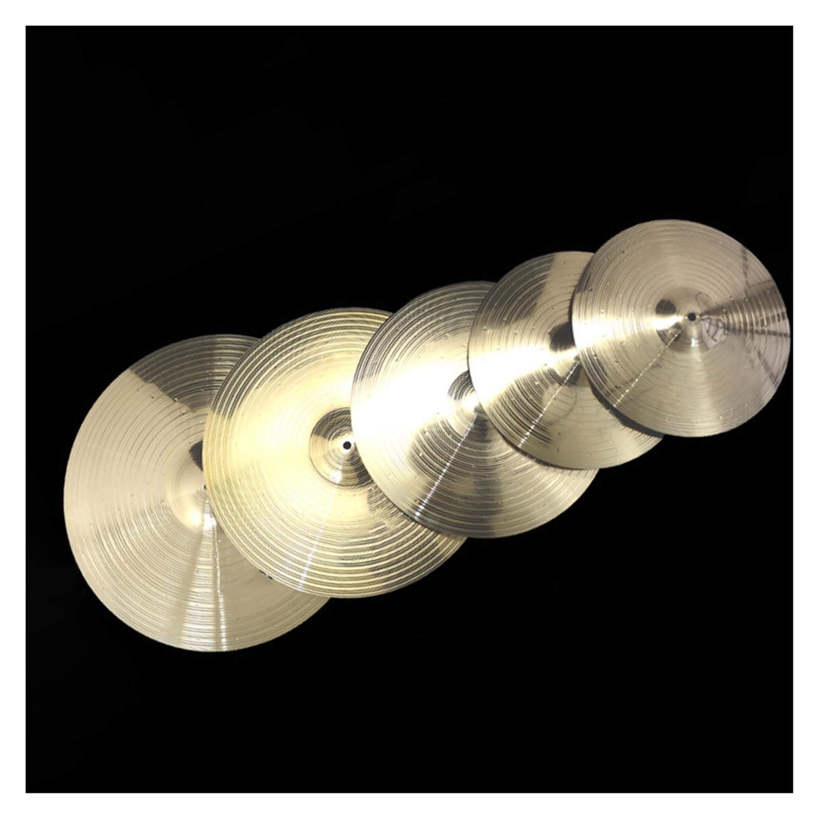 Set di 5 piatti professionali per batteria, realizzati a mano, in lega di ottone, 35,5 cm, Hi-hat da 40,6 cm, crash, 45,7 cm, corsa 50,8 cm, perfetto per pratica e prestazioni
