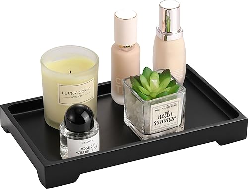 Miniatura 14 de Luxspire Bandeja de Tocador de baño, bandeja de baño de resina negra, bandeja para tanque de inodoro, bandejas para fregadero de cocina de 11.2 x