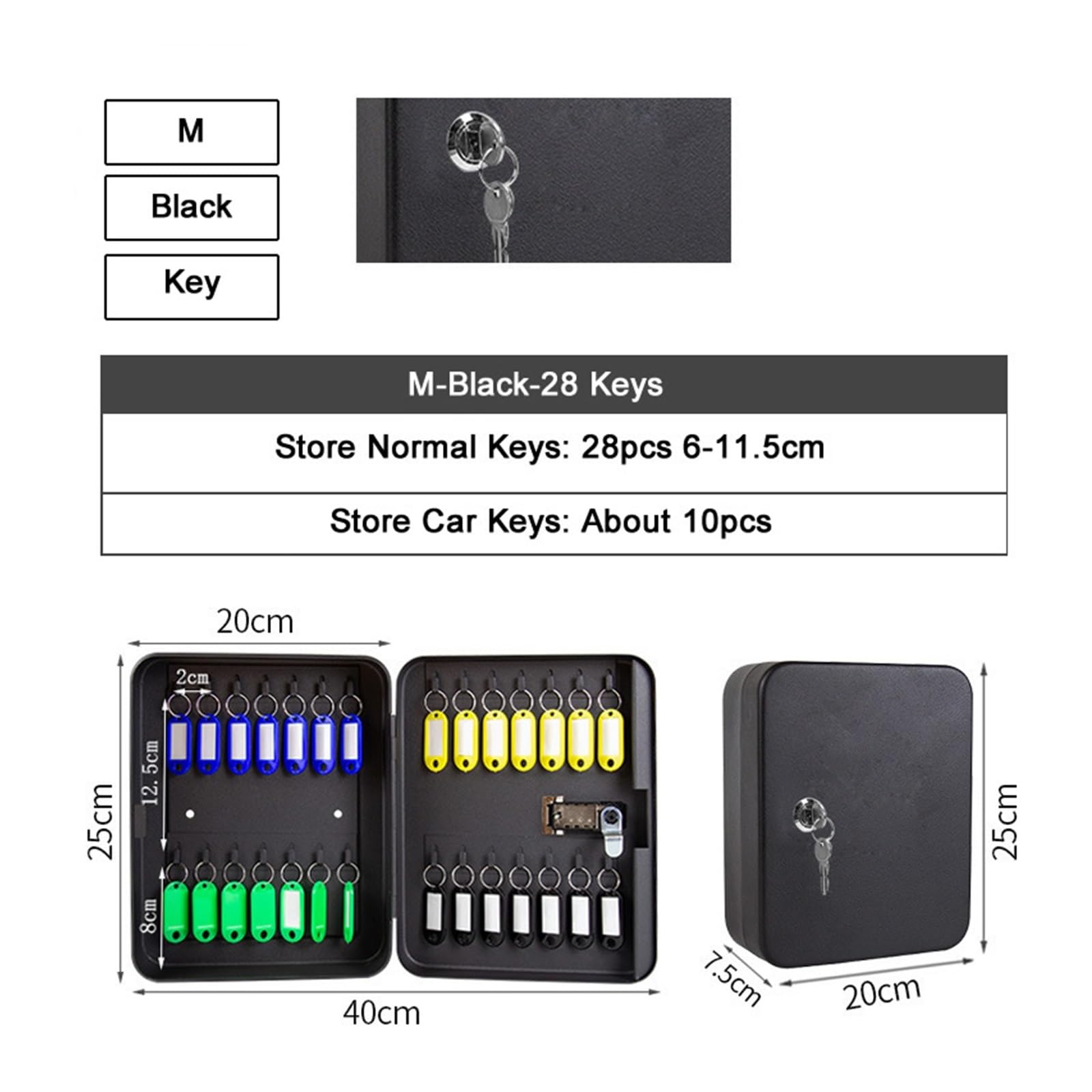 Caja de almacenamiento segura para les con bloqueo de es C múltiples les para el hogar oficina coche diseño cacto ideal para almacenamiento seguro (M-le negra)