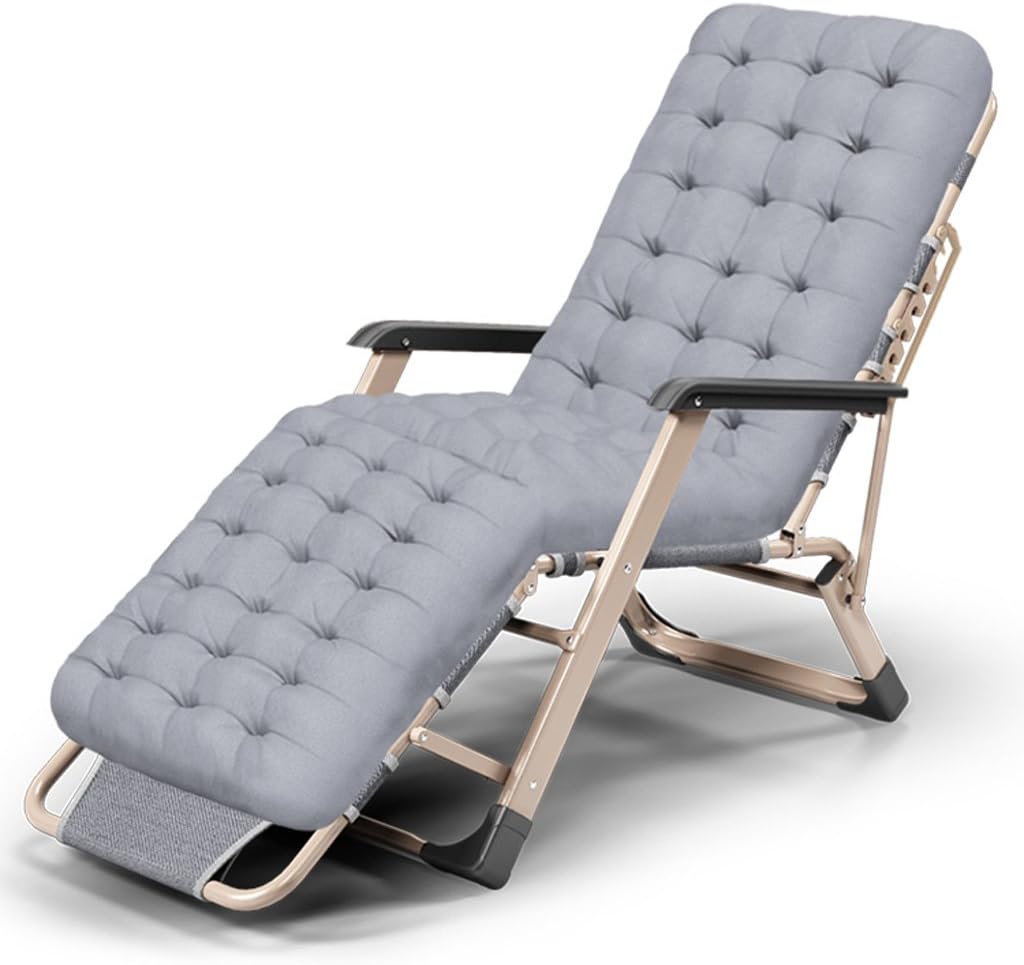 YXYH Lawn Chairs Reclining With Cup Holders And Cushions For Heavy People Zero Gravity Outdoor Beach Camping Portable Chair（gray）