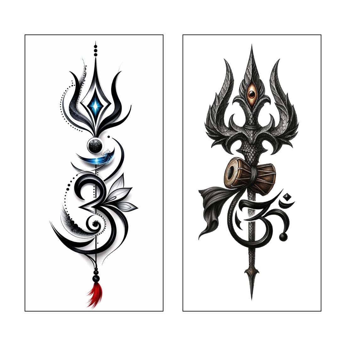 Trishul Blue Art And Om With Lord Shiva Trishul Art Combo Temporary Tattoo Sticker For Male And Female Tattoo Sticker-image-47