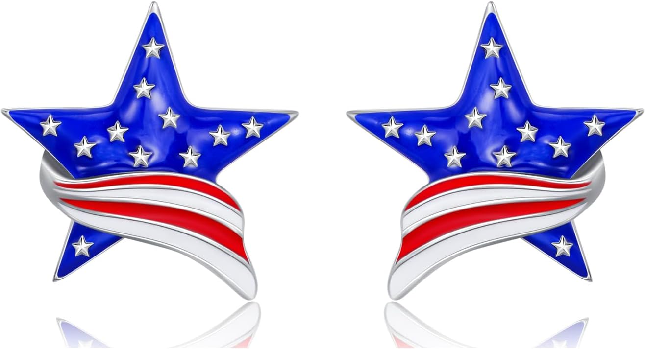 Dorunmo Celtic/4th of July Independence Day Stud Earrings 925 Sterling Silver Vintage Stud Earrings Good Luck Gifts Birthday Jewelry Gifts for Women