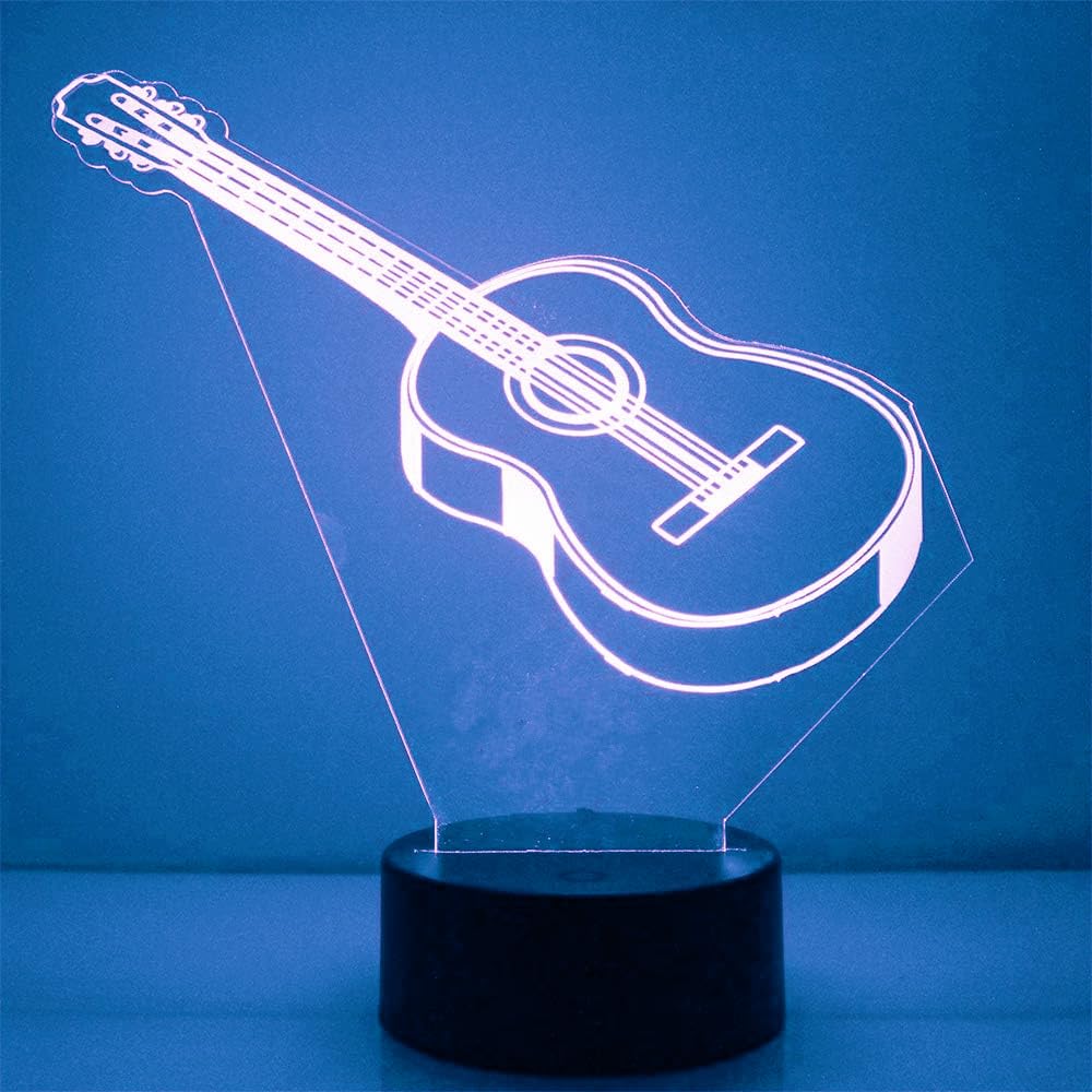 Nastrojowe światło 3D na gitarę, 7 kolorów, przełącznik dotykowy, USB, biurko, prezent na imprezę, urodziny