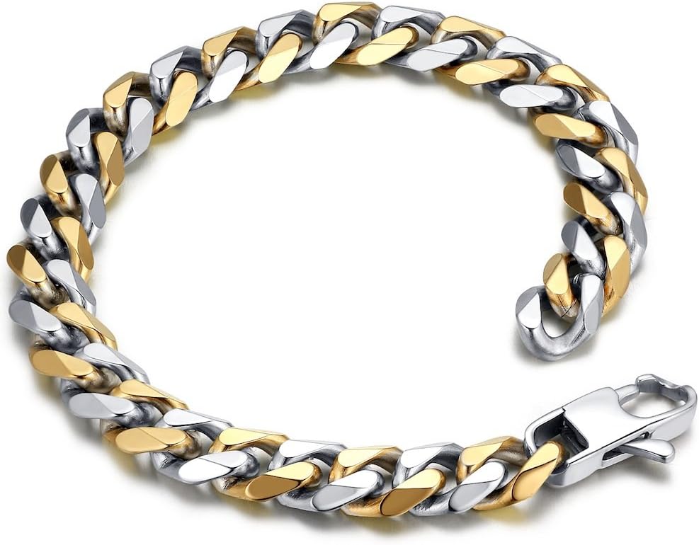 Stainless Steel Men's Polished Curb Chain Bracelet 9"