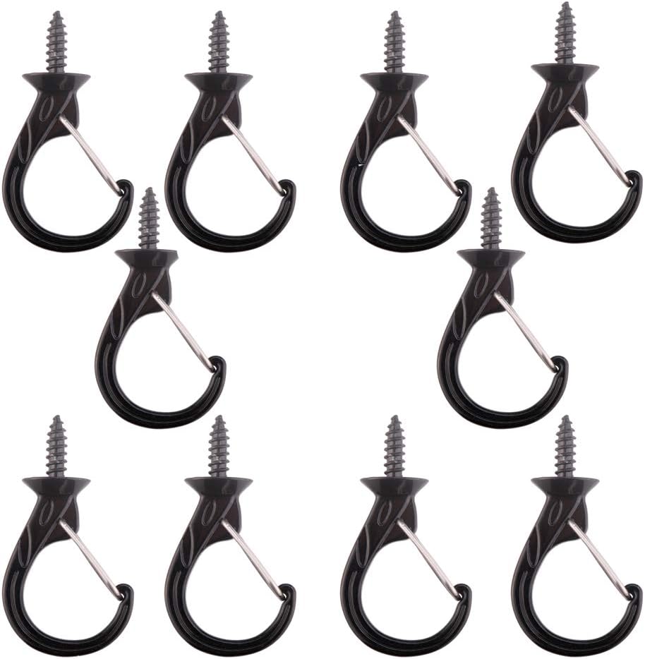 Metal Safety Windproof Hooks, 30 Pieces Ceiling Hooks Suspended Ceiling Screw Hooks Hanging Plants Indoor Outdoor Use Decorations (Black)