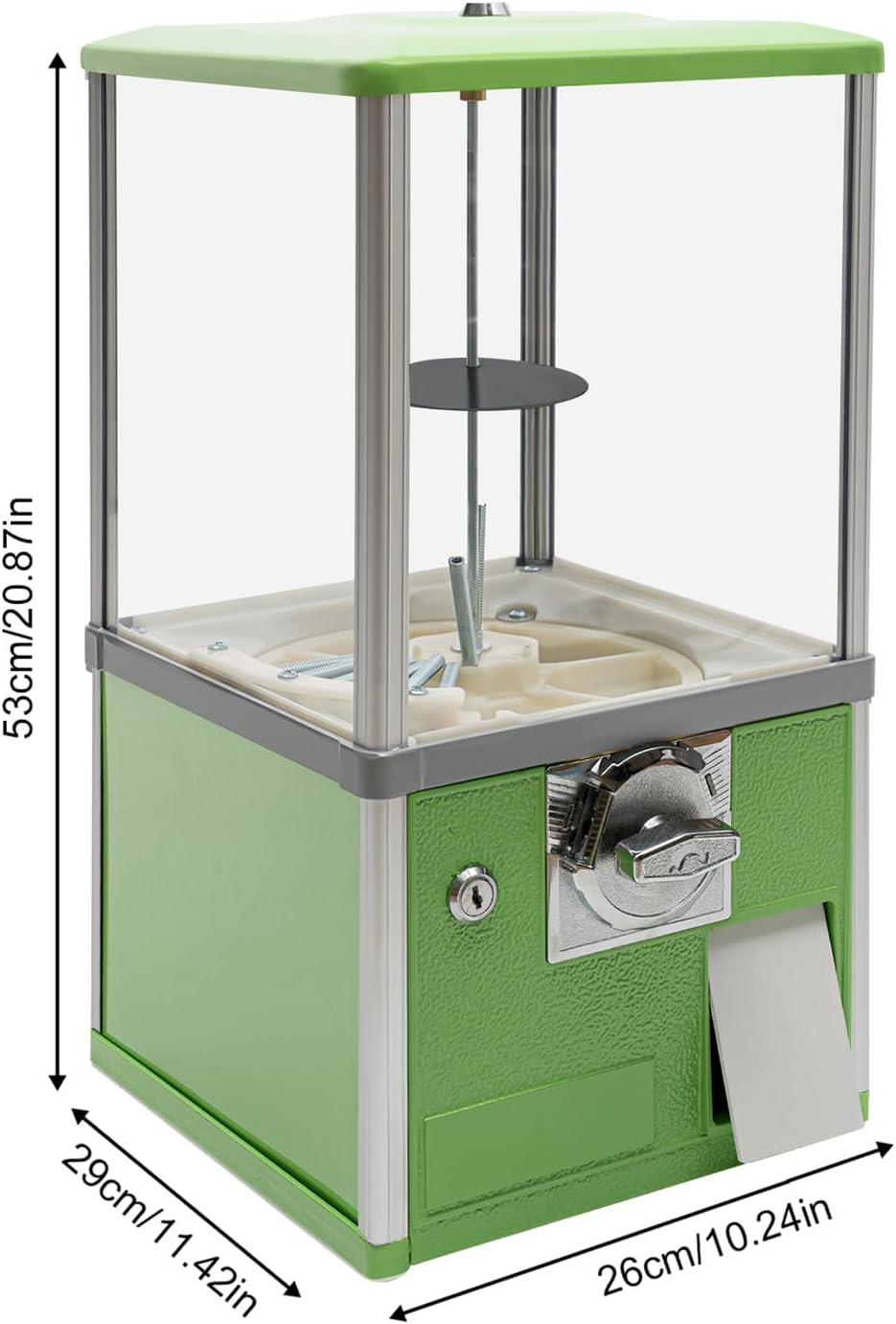 Big Capsule Toy Vending Machine, 25 Cent Vending Machine, 1.77-1.97in Ball Candy Gumball Machine, Commercial Gumball Machine, Green Coin Operated Machine for Game Stores, Retail Stores