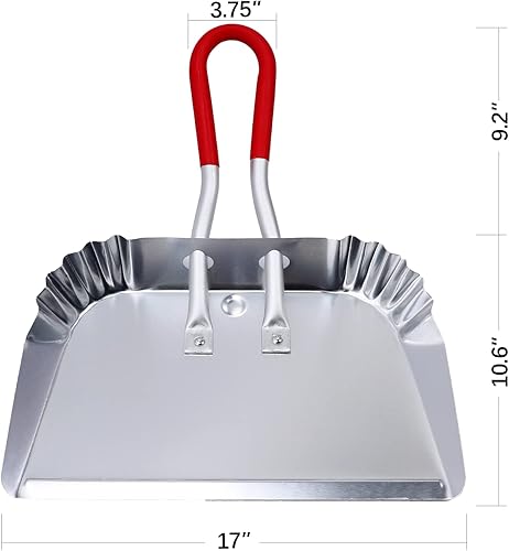 Miniatura 2 de TOP DOG Recogedor de metal de 17 pulgadas, sartenes de aluminio resistentes que no se astillan ni doblan el borde de chapa metálica plana contra el