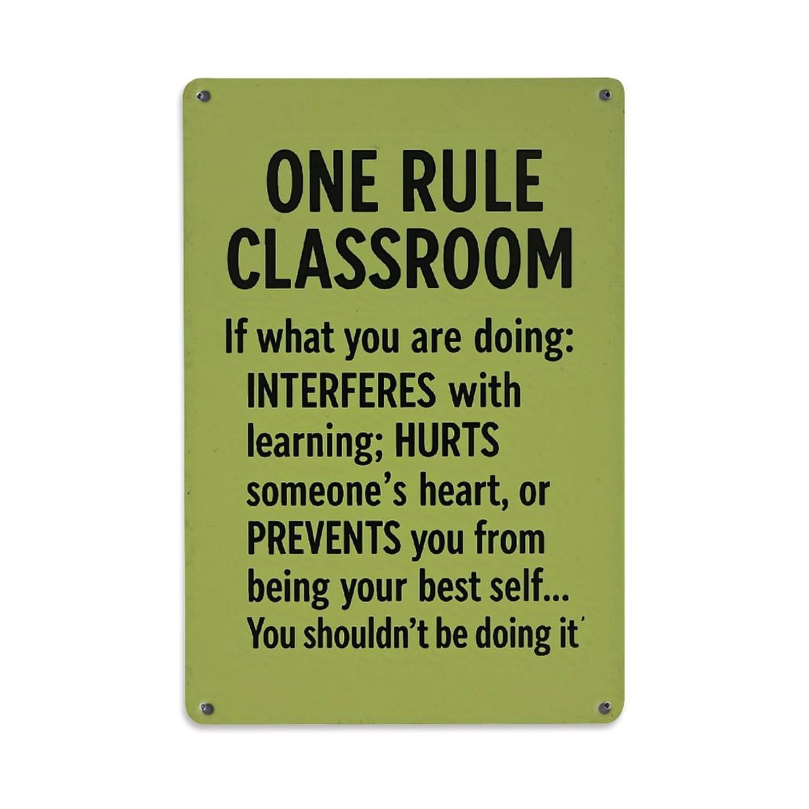Jdfenggu Vintage One Rule Classroom Sign Print Retro Metal Tin Sign, Metal Poster For Bar, Home, Man Cave, Kitchen, Laundry Room Art Decor 8X12 Inch
