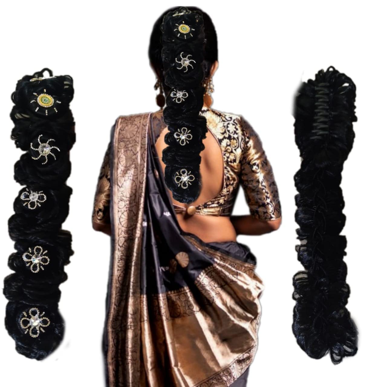 Nandini 2022 Trending south style bridal Fancy Fully flower choti for instant ready to wedding party function Hair Extension-image-39