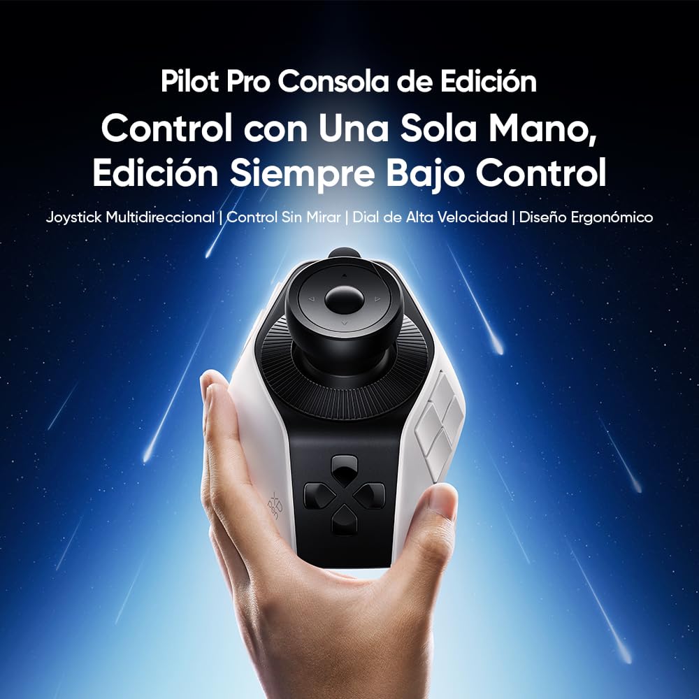XPPen Pilot Pro - Consola de Edición de Vídeo y Fotografía, Controlador de Joystick Creativa Bluetooth, Uso con Photoshop, Lightroom, Premiere, Davinci, Capcut y más, para Windows/macOS