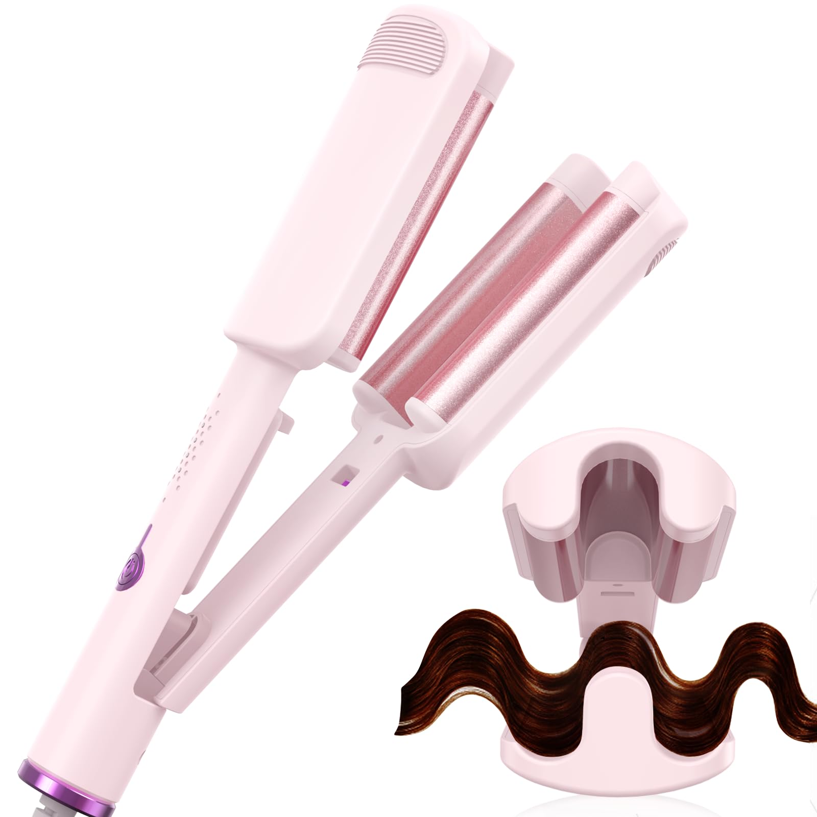 AISEELY Rizador de Pelo, 32 MM Rizador Pelo Ondas, 3 Barriles Ondulador de Pelo Iónico, 4 Temperatura Ajustable 140°C y 220°C, Anti-Escaldaduras Rizador Francés, Plancha Ondas para Principiantes