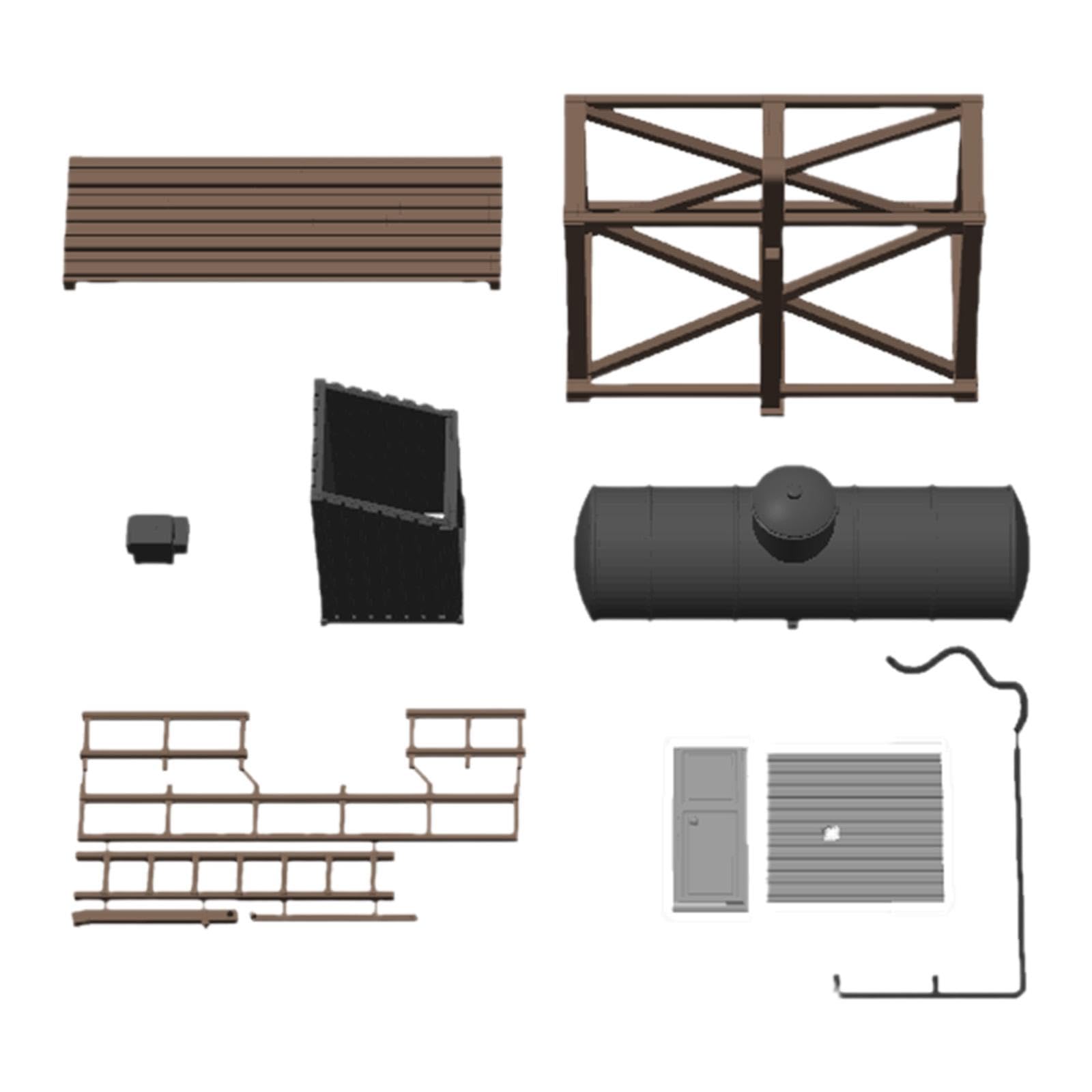 1:87 Modellino in Miniatura Serbatoio dell'Acqua Assemblaggio Layout Scenario Esposizione Ornamento Fai da Te