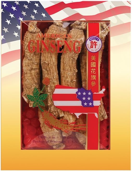 SKU #0099-4, Hsu's Ginseng Long Jumbo Cultivated American Ginseng Roots (4 oz = 113 gm/Box), 099-4, 099.4