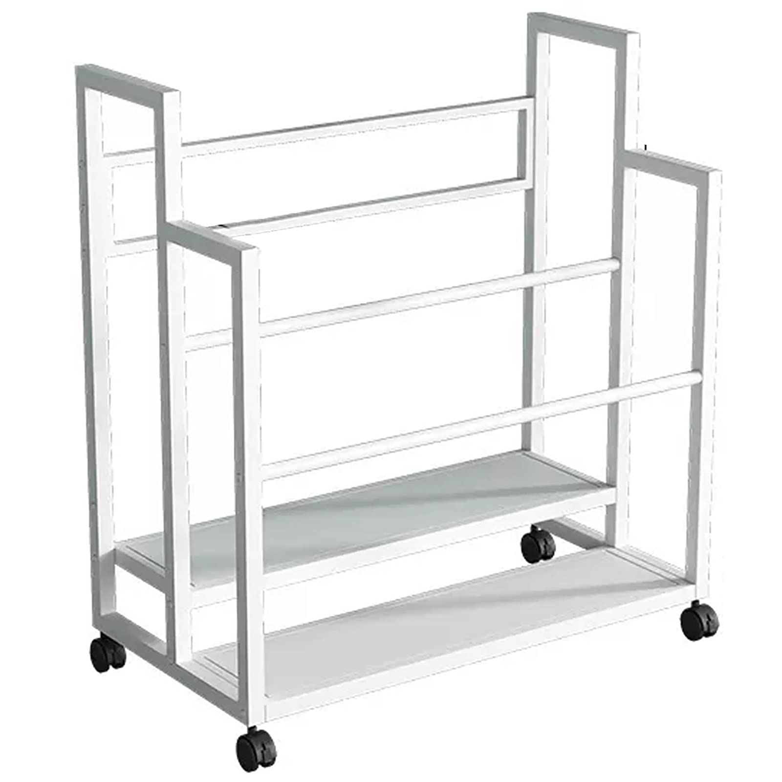 JYHHGDS Large Capacity 2 Layer Metal Yoga Mat Storage Cart, Movable Sports Equipment Organizer for Yoga Studios & Workout Rooms, Holds 10/12/14 Mats, Stylish White Finish